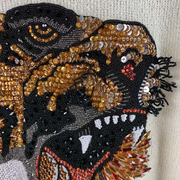 GUCCI Cream Red Blue Beaded Terry Belted Robe - Picture 6 of 13